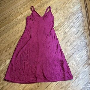 ASTARS magenta satin slip midi dress XS